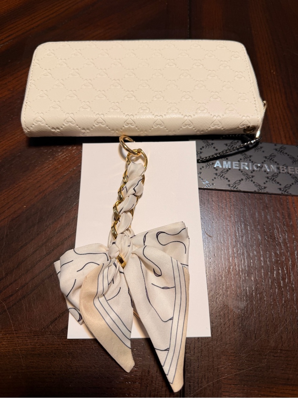 Alluring Creamy Textured Ivory Wristlet/Wallet and Bag Charm Bundle